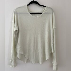 Free People We The Free Light Green Thermal Long Sleeve Tee Size Small